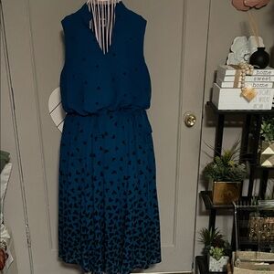 Anne Klein Teal Midi Dress with Black Accents